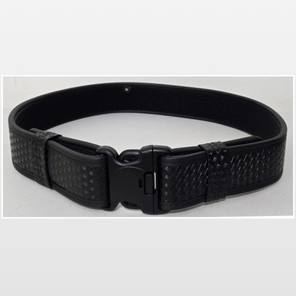 New Tactical Belt Black Mens Medium Heavy Duty Leather Quick Release Buckle NWT - Picture 1 of 15